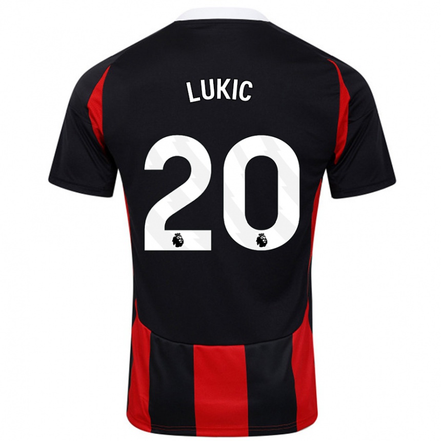 Niño Fútbol Camiseta Saša Lukić #20 Negro Rojo 2ª Equipación 2024/25 México