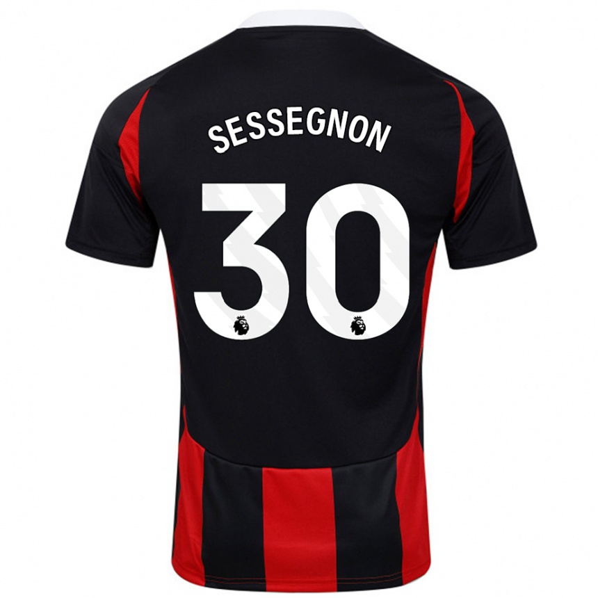 Niño Fútbol Camiseta Ryan Sessegnon #30 Negro Rojo 2ª Equipación 2024/25 México