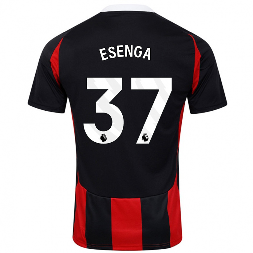 Niño Fútbol Camiseta Jonathan Esenga #37 Negro Rojo 2ª Equipación 2024/25 México