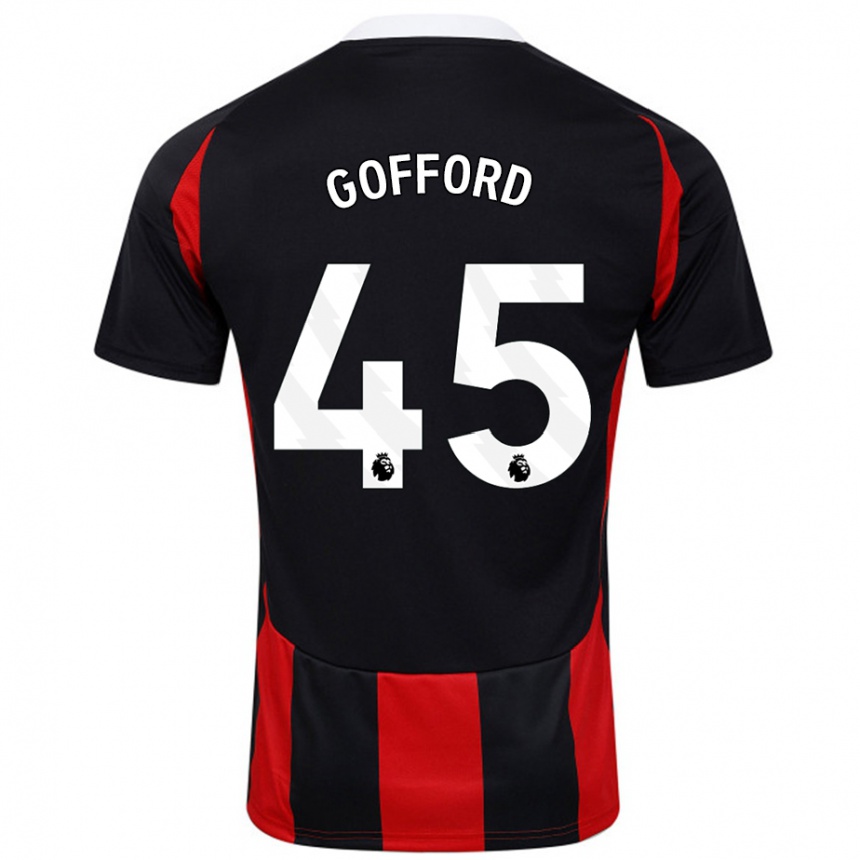 Niño Fútbol Camiseta Oliver Gofford #45 Negro Rojo 2ª Equipación 2024/25 México