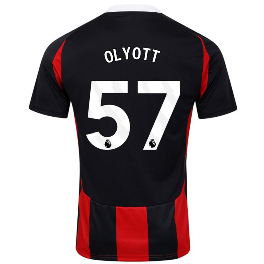 Niño Fútbol Camiseta Tom Olyott #57 Negro Rojo 2ª Equipación 2024/25 México