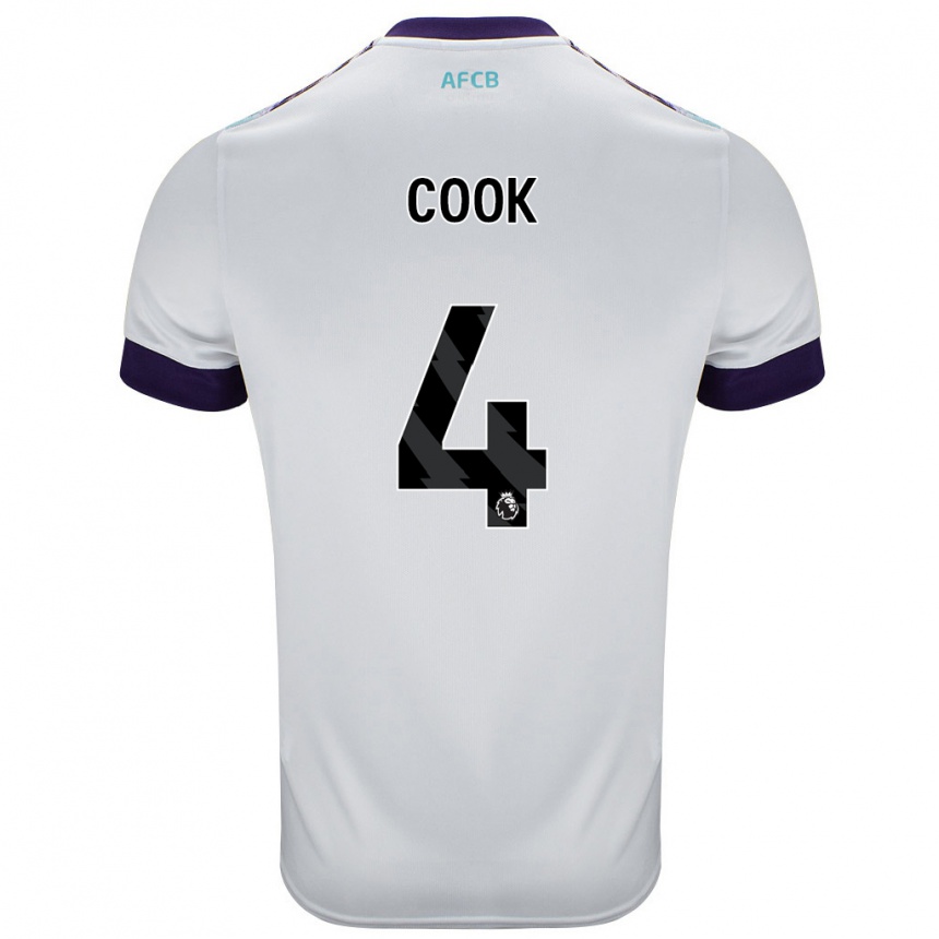 Niño Fútbol Camiseta Lewis Cook #4 Blanco Verde Púrpura 2ª Equipación 2024/25 México