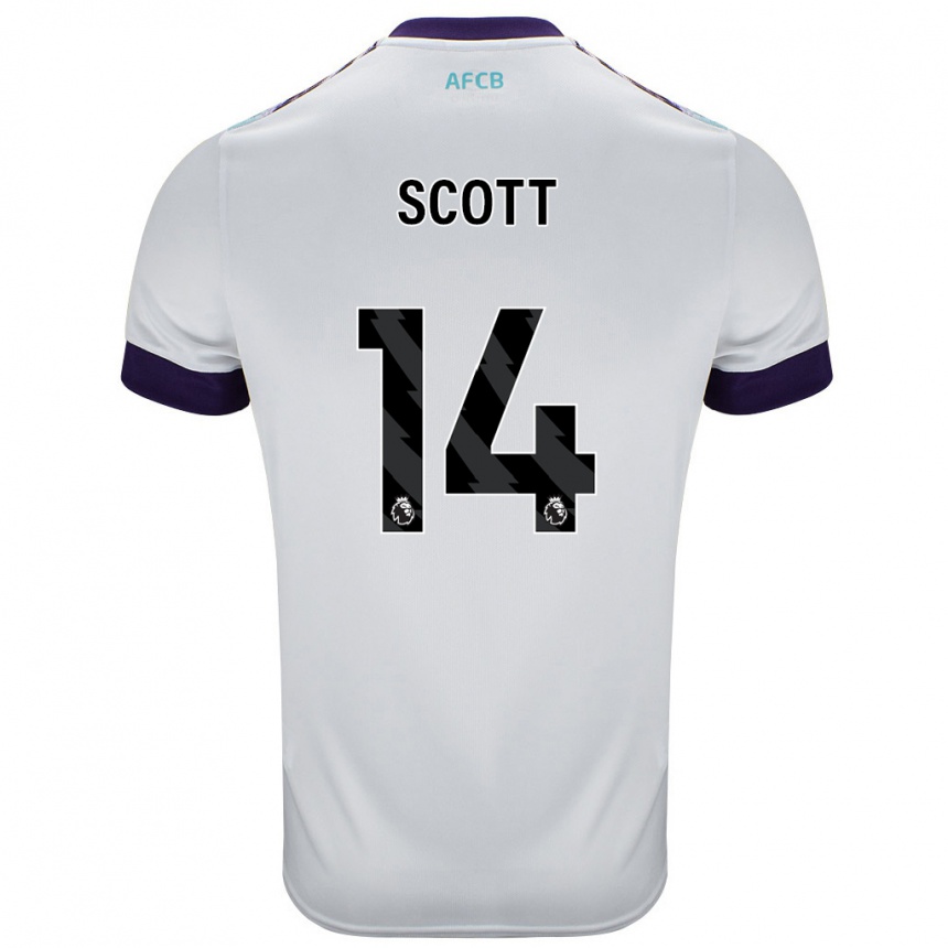 Niño Fútbol Camiseta Alex Scott #14 Blanco Verde Púrpura 2ª Equipación 2024/25 México