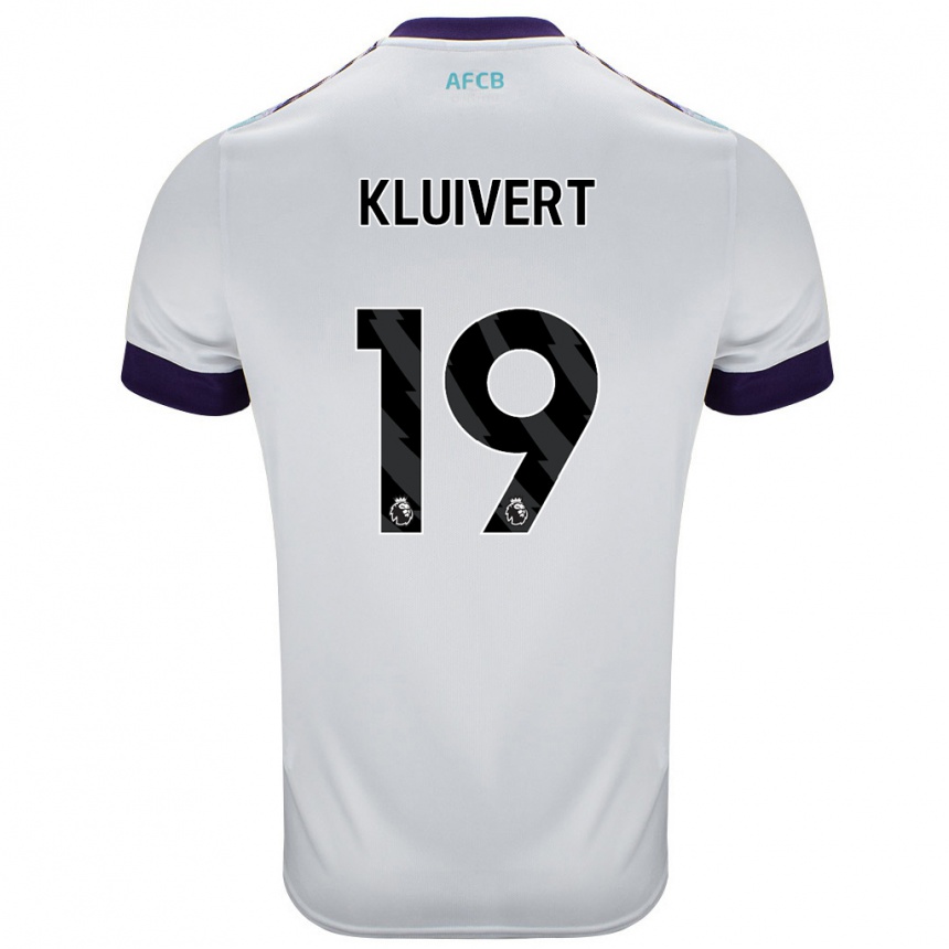 Niño Fútbol Camiseta Justin Kluivert #19 Blanco Verde Púrpura 2ª Equipación 2024/25 México