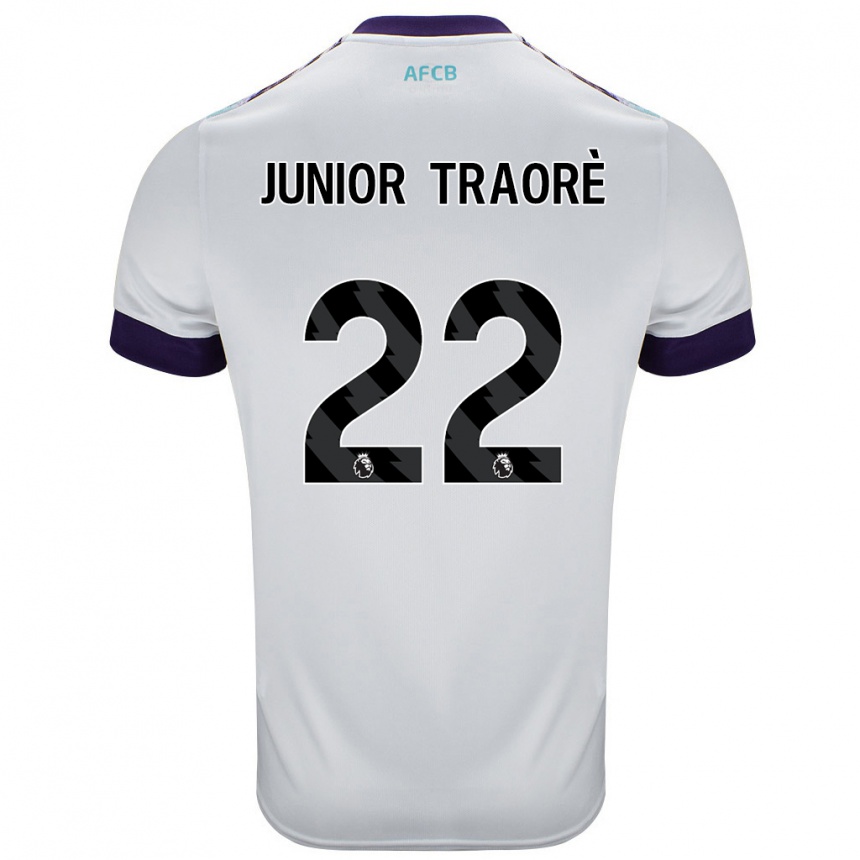 Niño Fútbol Camiseta Hamed Junior Traorè #22 Blanco Verde Púrpura 2ª Equipación 2024/25 México