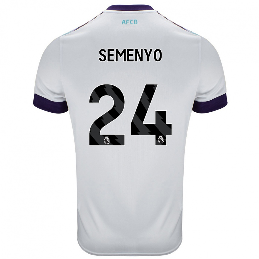 Niño Fútbol Camiseta Antoine Semenyo #24 Blanco Verde Púrpura 2ª Equipación 2024/25 México