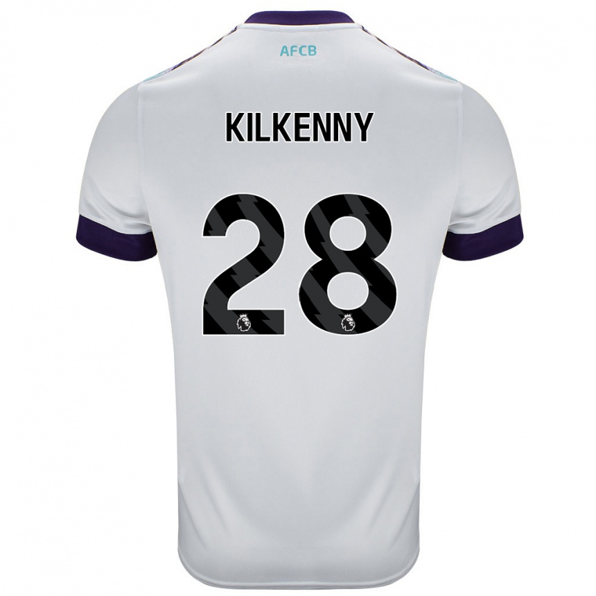 Niño Fútbol Camiseta Gavin Kilkenny #28 Blanco Verde Púrpura 2ª Equipación 2024/25 México