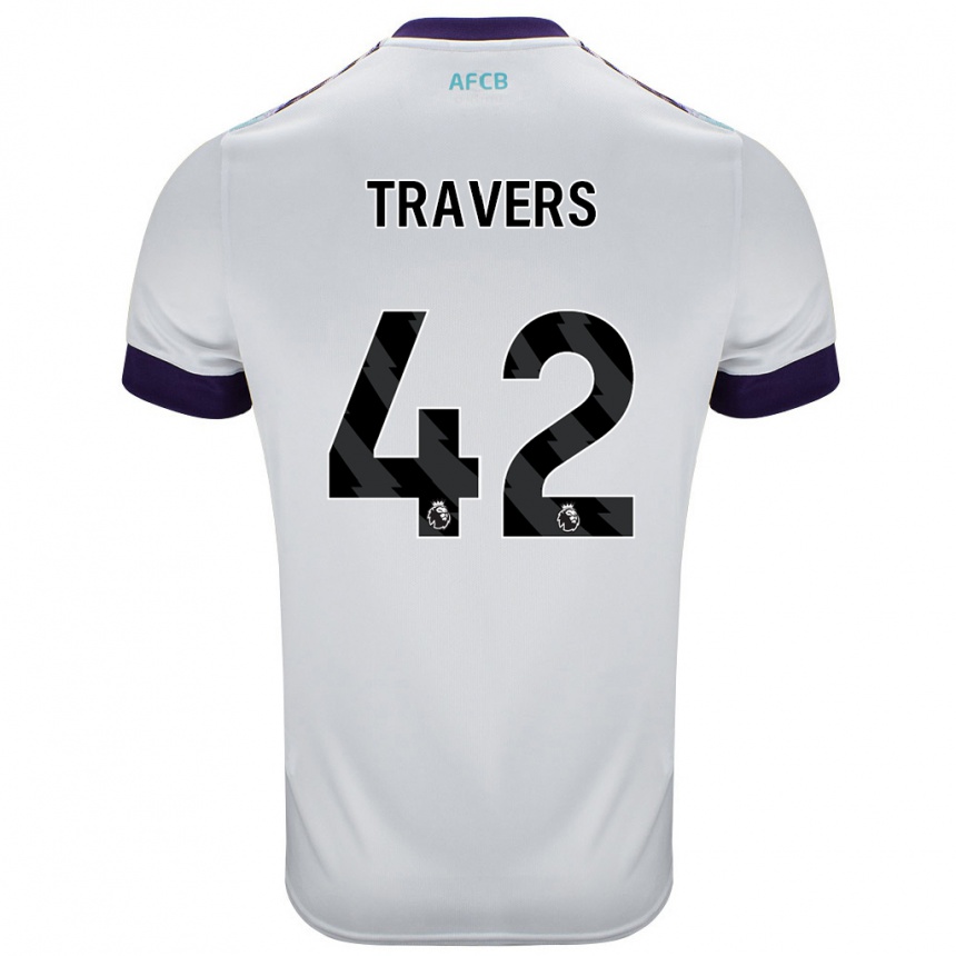 Niño Fútbol Camiseta Mark Travers #42 Blanco Verde Púrpura 2ª Equipación 2024/25 México