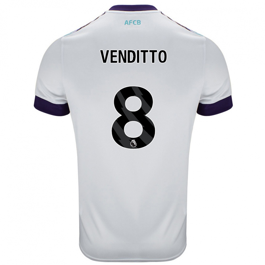 Niño Fútbol Camiseta Olivia Venditto #8 Blanco Verde Púrpura 2ª Equipación 2024/25 México