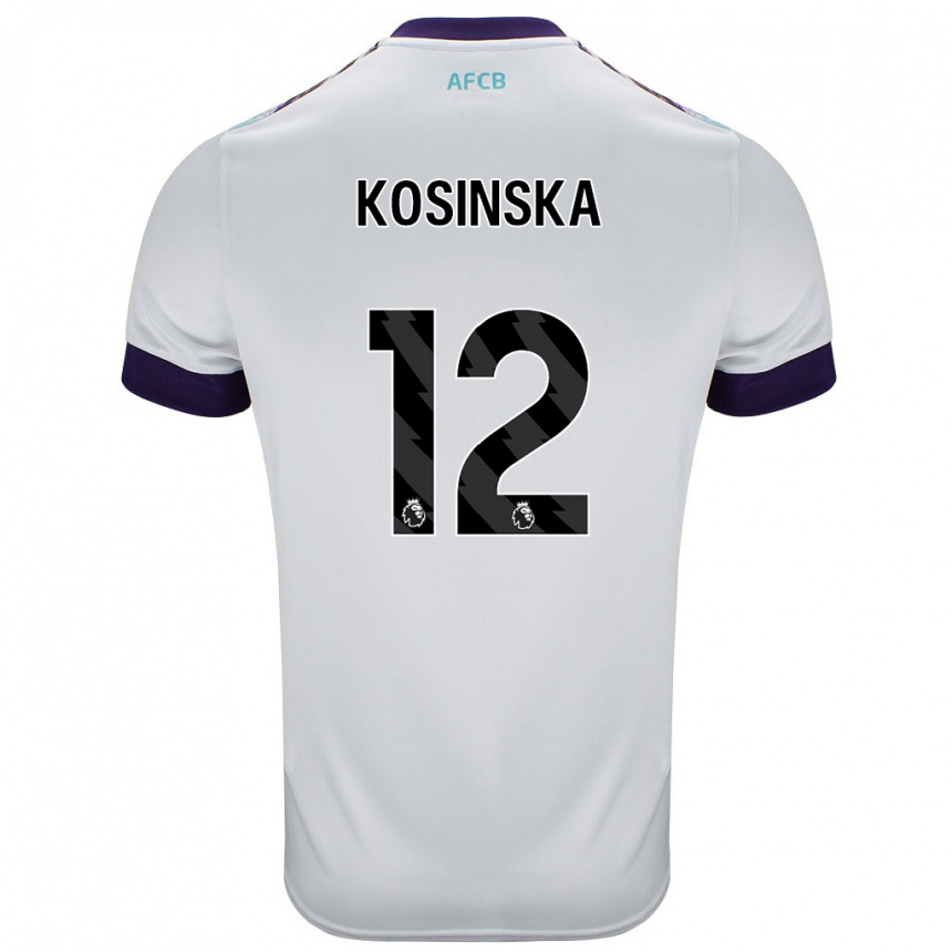 Niño Fútbol Camiseta Daniela Kosinska #12 Blanco Verde Púrpura 2ª Equipación 2024/25 México