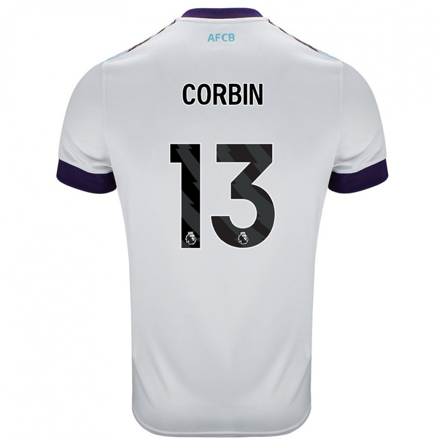 Niño Fútbol Camiseta Helen Corbin #13 Blanco Verde Púrpura 2ª Equipación 2024/25 México