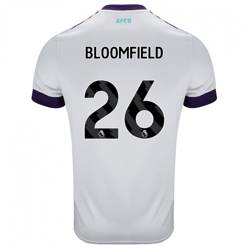 Niño Fútbol Camiseta Erin Bloomfield #26 Blanco Verde Púrpura 2ª Equipación 2024/25 México