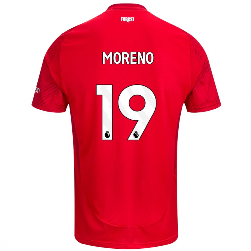 Hombre Fútbol Camiseta Álex Moreno #19 Rojo Blanco 1ª Equipación 2024/25 México