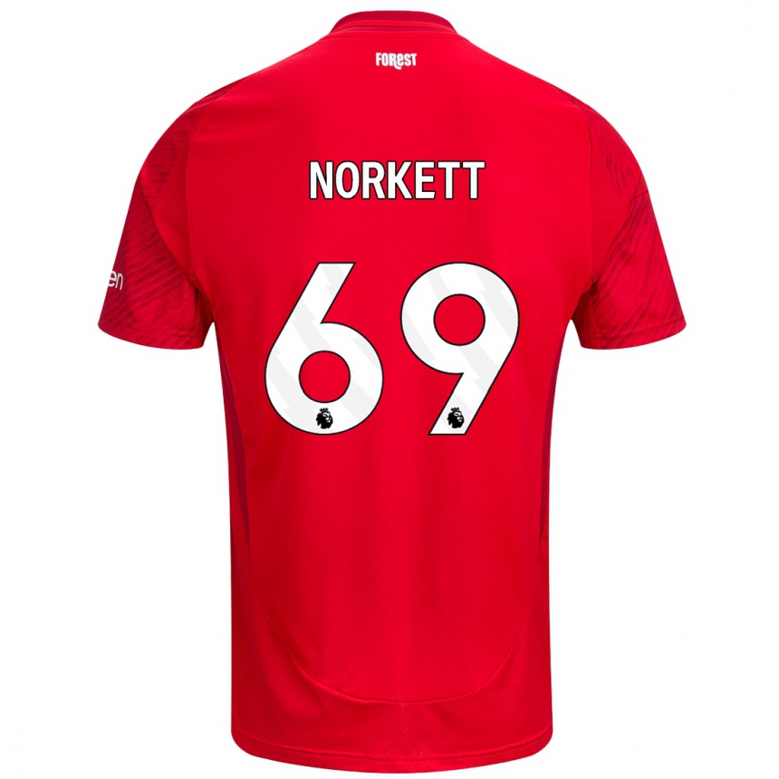 Hombre Fútbol Camiseta Manni Norkett #69 Rojo Blanco 1ª Equipación 2024/25 México