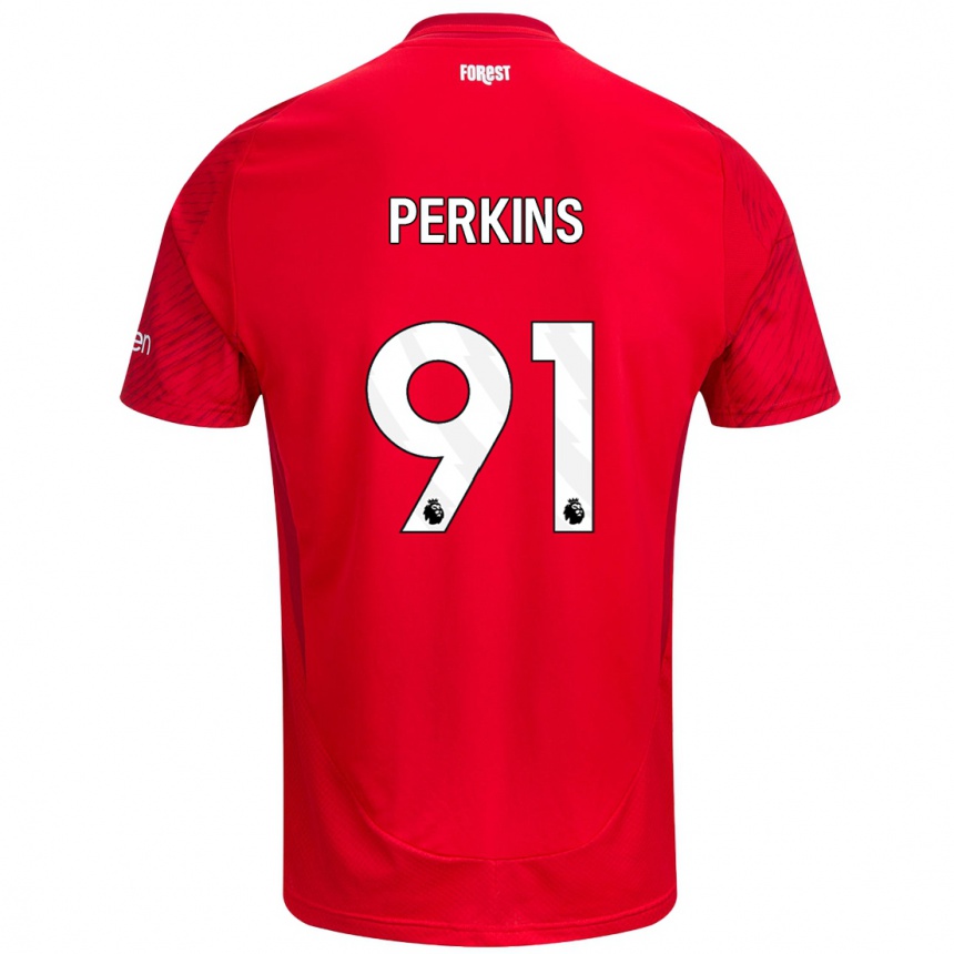 Hombre Fútbol Camiseta Jack Perkins #91 Rojo Blanco 1ª Equipación 2024/25 México