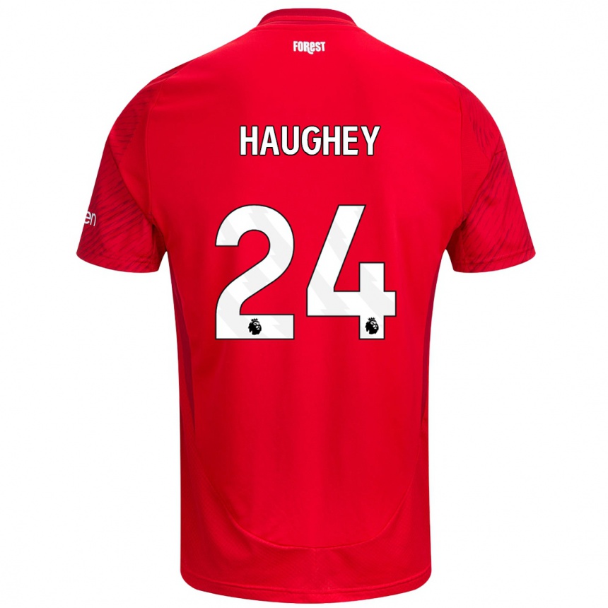 Hombre Fútbol Camiseta Ella Haughey #24 Rojo Blanco 1ª Equipación 2024/25 México