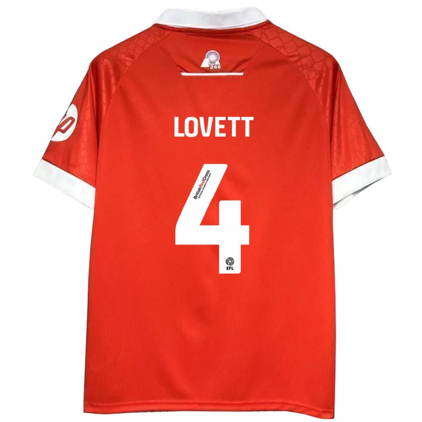 Hombre Fútbol Camiseta Erin Lovett #4 Rojo Blanco 1ª Equipación 2024/25 México