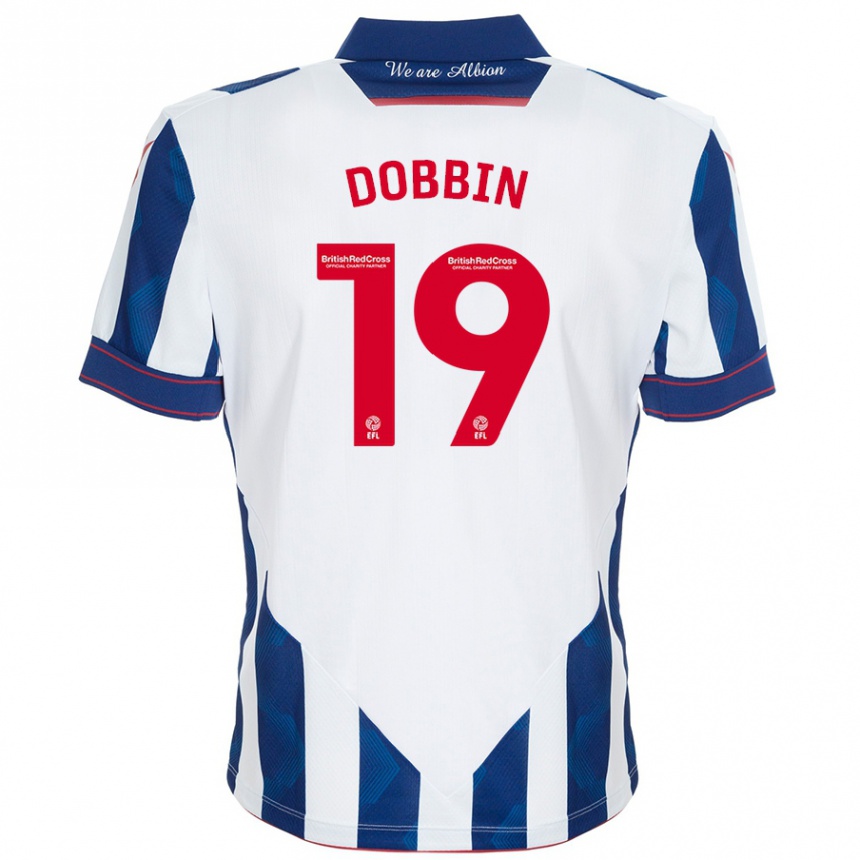 Hombre Fútbol Camiseta Lewis Dobbin #19 Blanco Azul Oscuro 1ª Equipación 2024/25 México