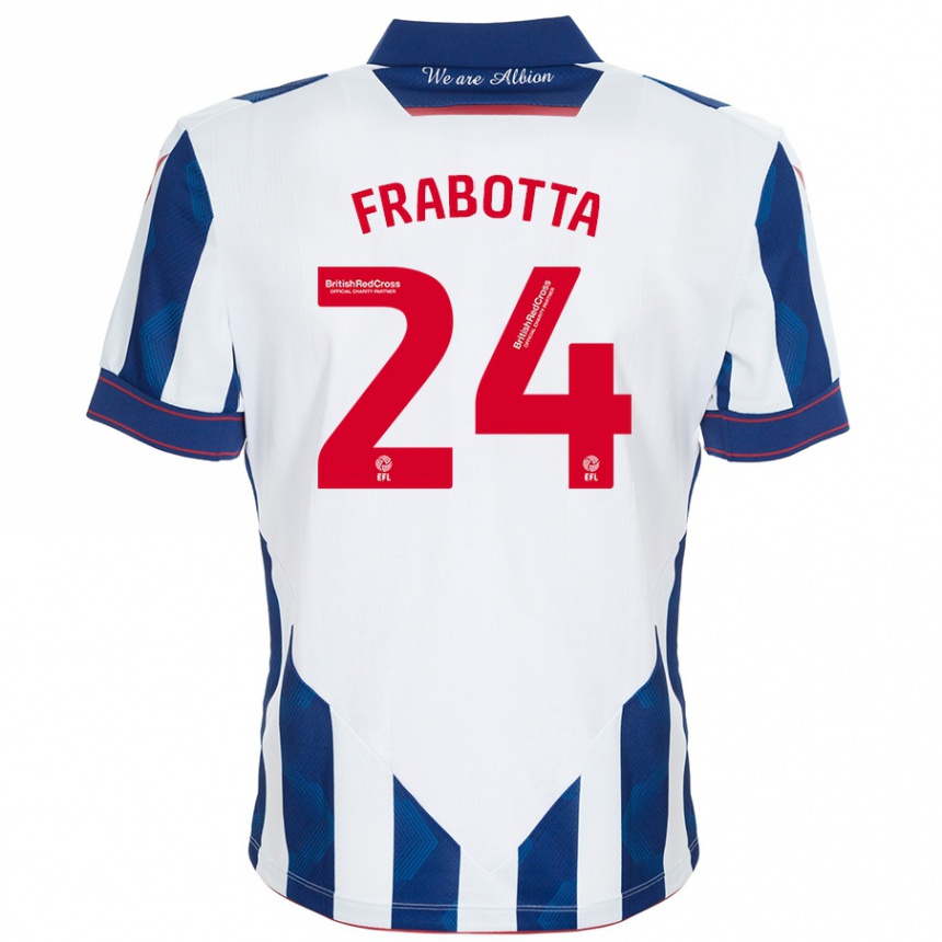 Hombre Fútbol Camiseta Gianluca Frabotta #24 Blanco Azul Oscuro 1ª Equipación 2024/25 México