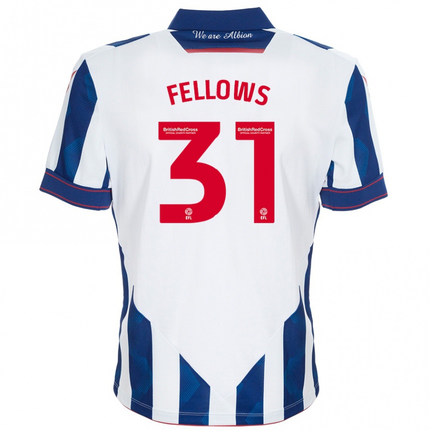 Hombre Fútbol Camiseta Tom Fellows #31 Blanco Azul Oscuro 1ª Equipación 2024/25 México