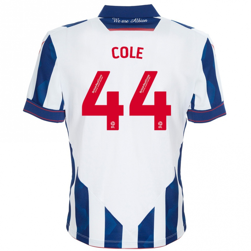 Hombre Fútbol Camiseta Devante Cole #44 Blanco Azul Oscuro 1ª Equipación 2024/25 México