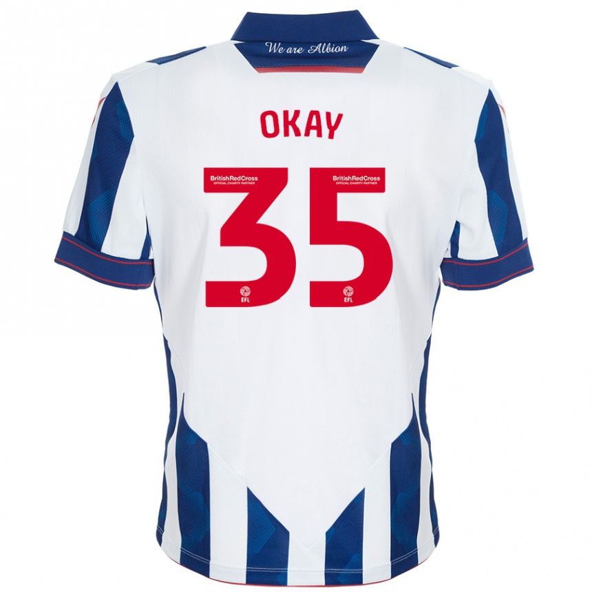 Hombre Fútbol Camiseta Okay Yokuşlu #35 Blanco Azul Oscuro 1ª Equipación 2024/25 México