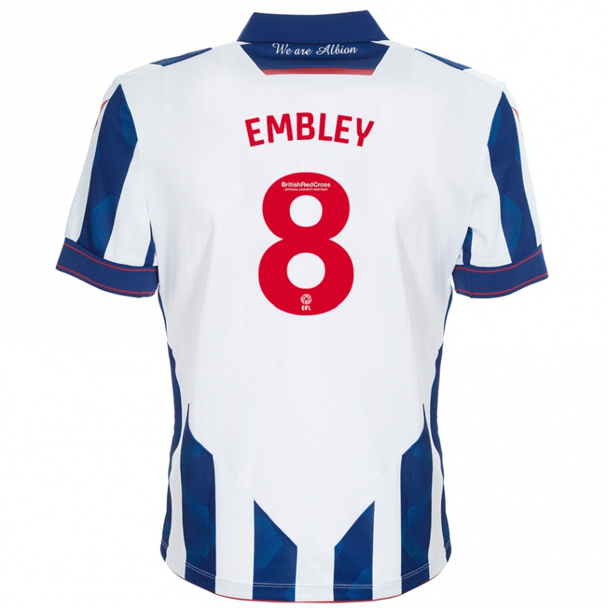 Hombre Fútbol Camiseta Rosie Embley #8 Blanco Azul Oscuro 1ª Equipación 2024/25 México