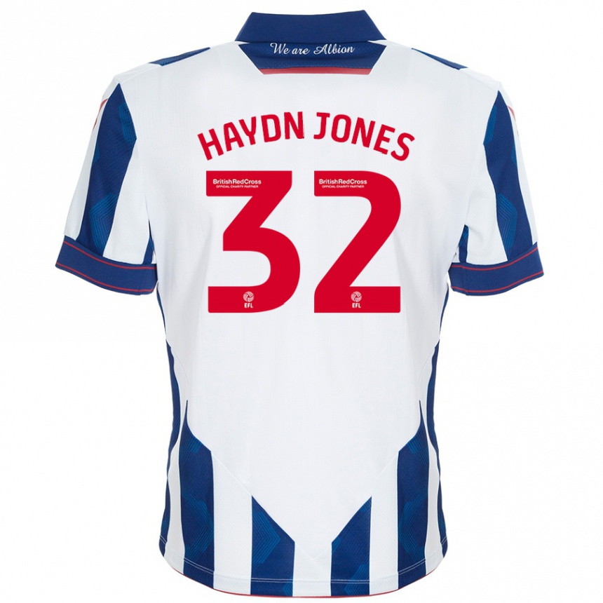 Hombre Fútbol Camiseta Mackenzie Haydn Jones #32 Blanco Azul Oscuro 1ª Equipación 2024/25 México