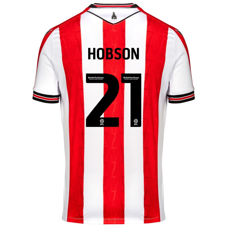 Hombre Fútbol Camiseta Elizabeth Hobson #21 Rojo Blanco 1ª Equipación 2024/25 México