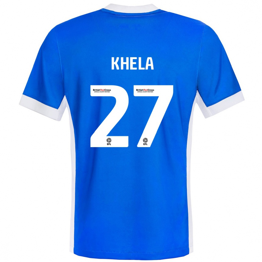 Hombre Fútbol Camiseta Brandon Khela #27 Azul Blanco 1ª Equipación 2024/25 México