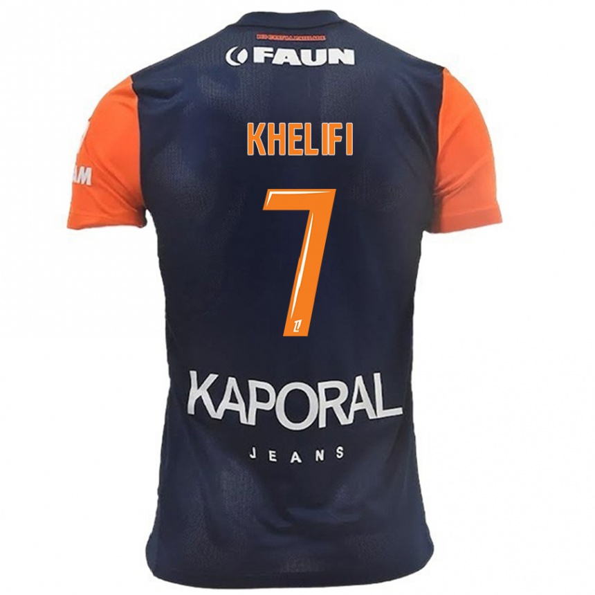 Hombre Fútbol Camiseta Léa Khelifi #7 Azul Marino Naranja 1ª Equipación 2024/25 México