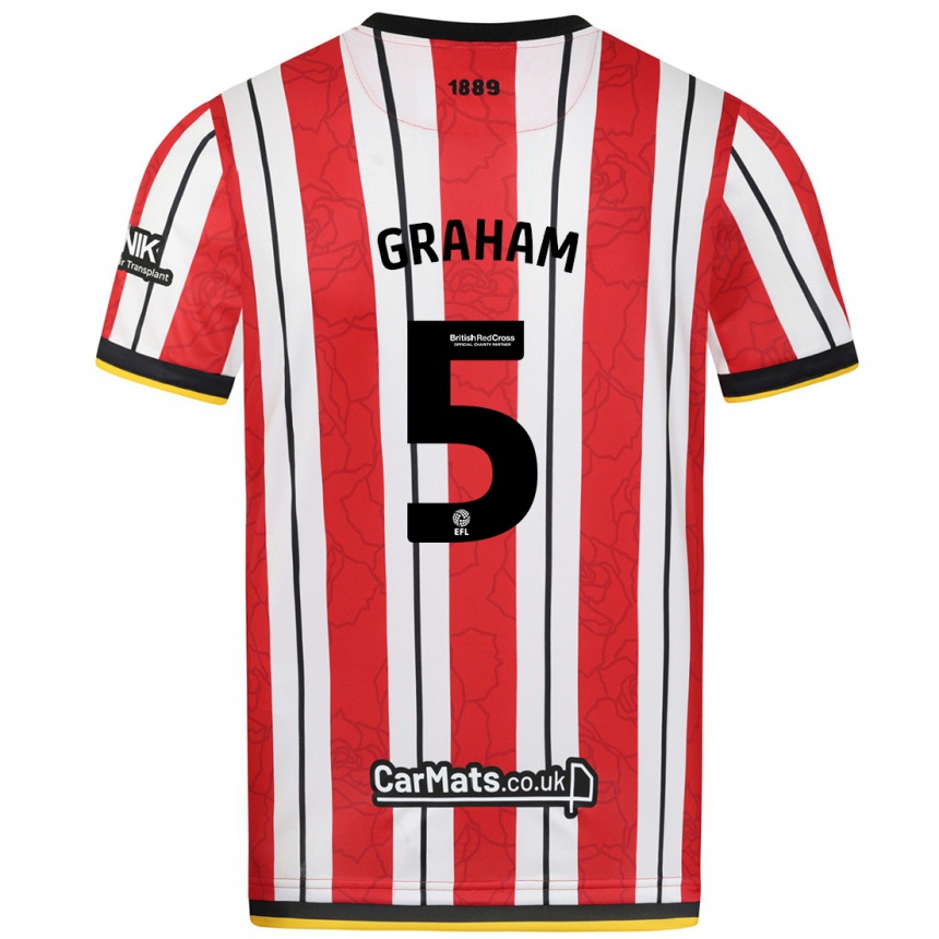 Hombre Fútbol Camiseta Molly Graham #5 Rojo Blanco Rayas 1ª Equipación 2024/25 México