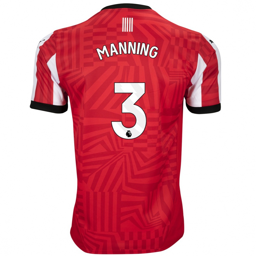 Hombre Fútbol Camiseta Ryan Manning #3 Rojo Blanco 1ª Equipación 2024/25 México