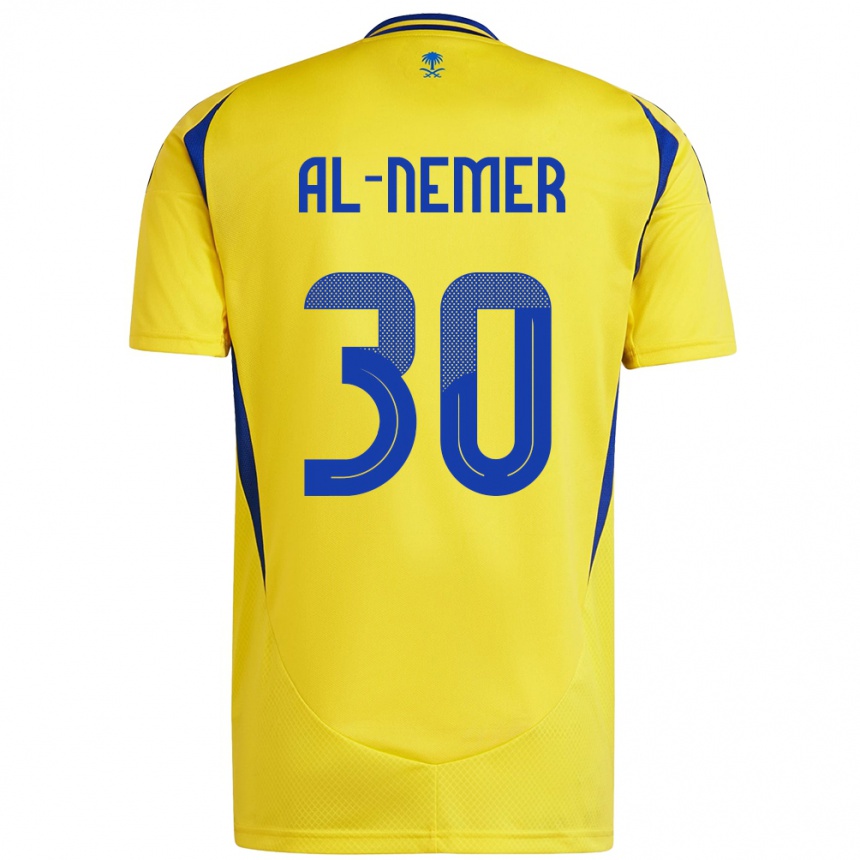 Hombre Fútbol Camiseta Meshari Al-Nemer #30 Amarillo Azul 1ª Equipación 2024/25 México