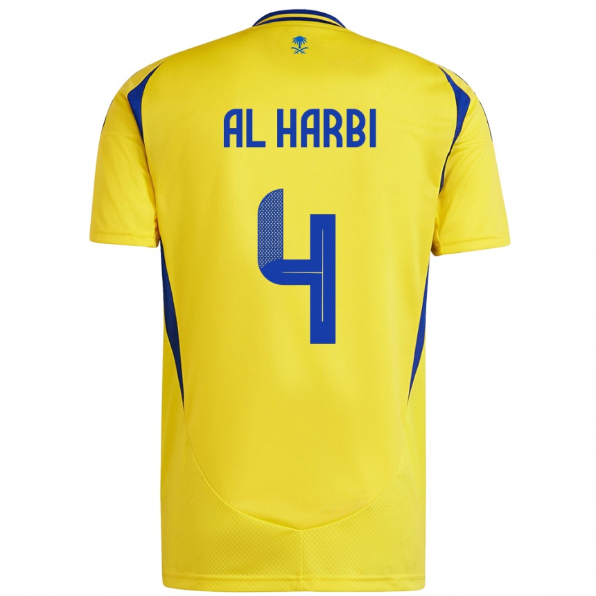 Hombre Fútbol Camiseta Fay Al-Harbi #4 Amarillo Azul 1ª Equipación 2024/25 México