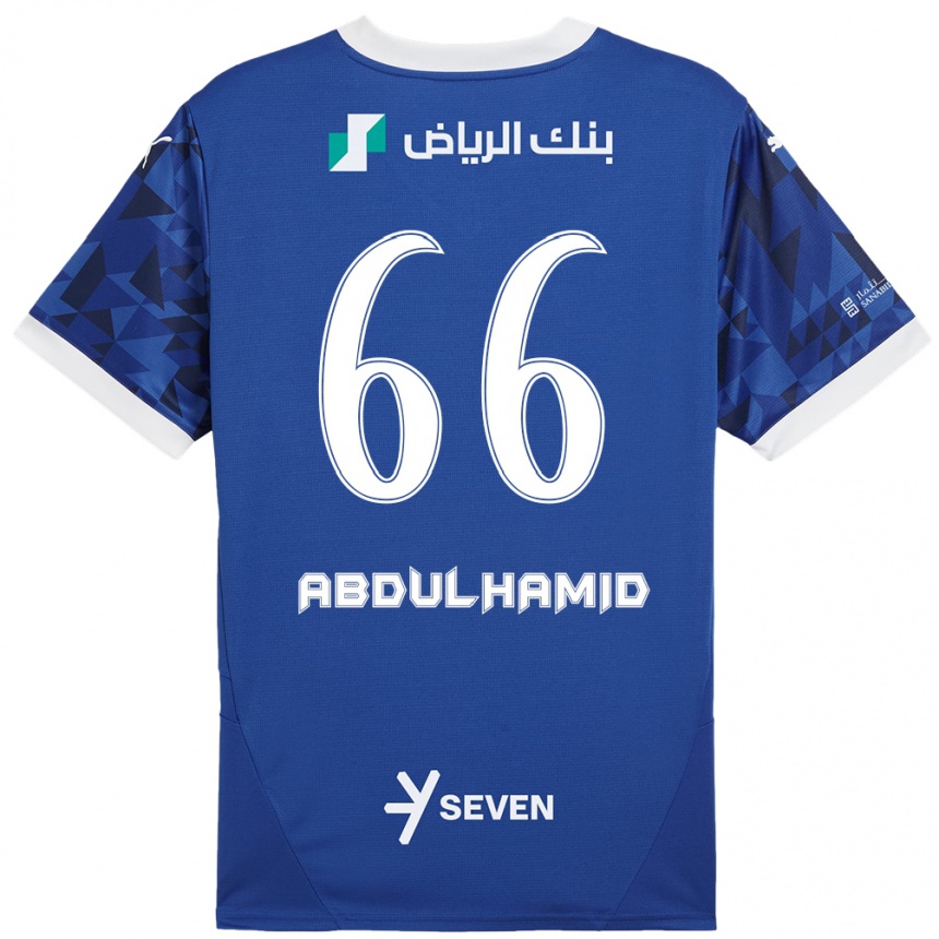 Hombre Fútbol Camiseta Saud Abdulhamid #66 Azul Oscuro Blanco 1ª Equipación 2024/25 México