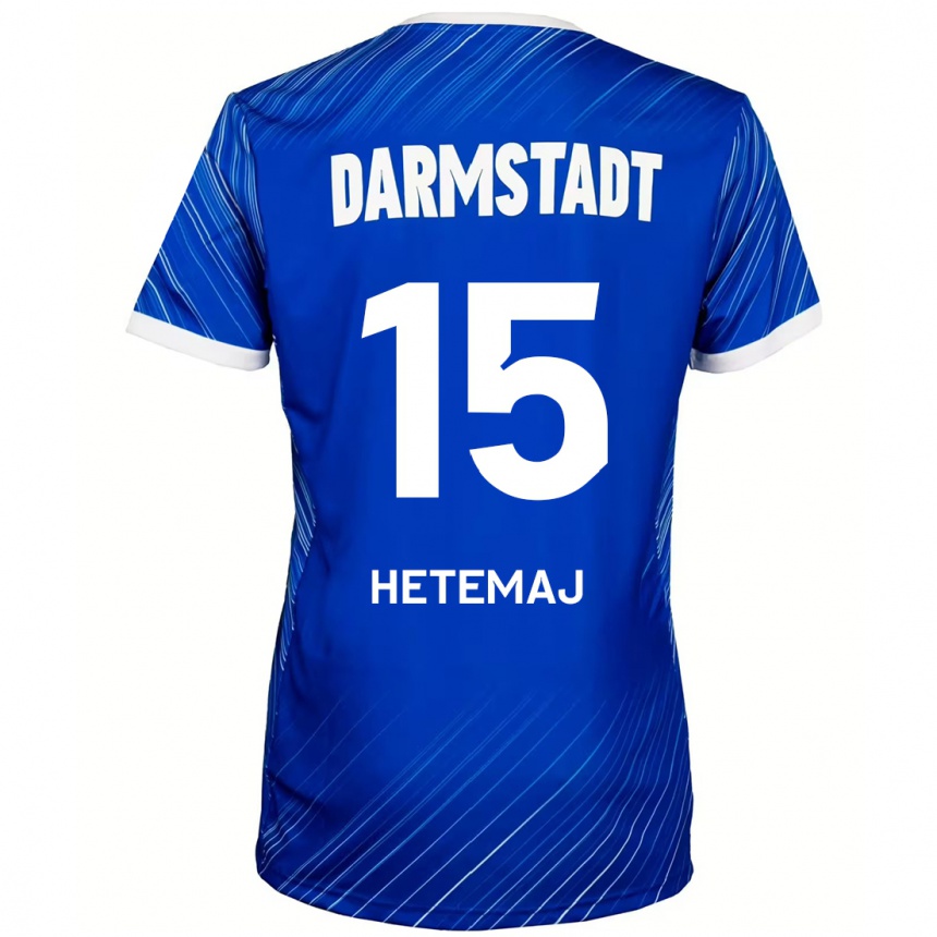 Hombre Fútbol Camiseta Gentrit Hetemaj #15 Azul Blanco 1ª Equipación 2024/25 México