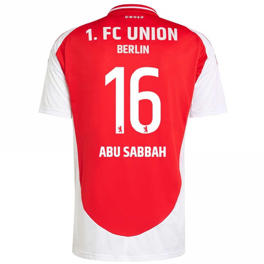 Hombre Fútbol Camiseta Sarah Abu Sabbah #16 Rojo Blanco 1ª Equipación 2024/25 México