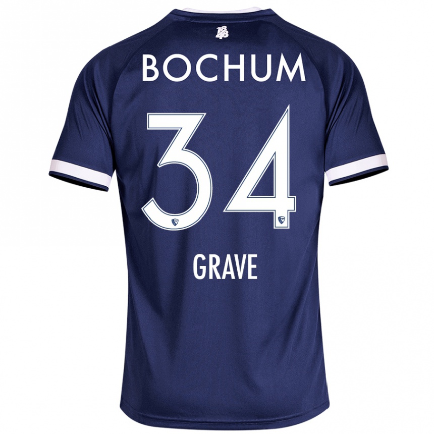 Hombre Fútbol Camiseta Paul Grave #34 Azul Oscuro 1ª Equipación 2024/25 México