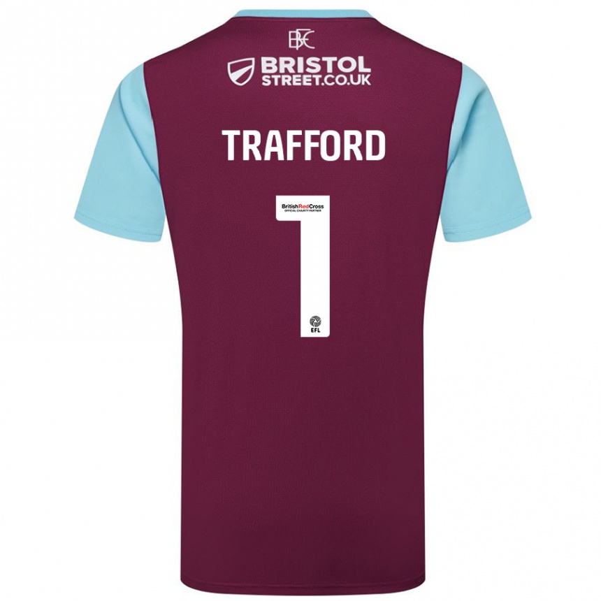 Hombre Fútbol Camiseta James Trafford #1 Borgoña Azul Cielo 1ª Equipación 2024/25 México