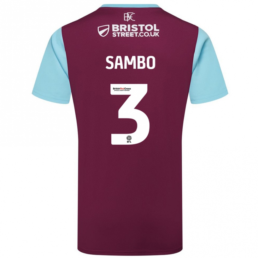 Hombre Fútbol Camiseta Shurandy Sambo #3 Borgoña Azul Cielo 1ª Equipación 2024/25 México