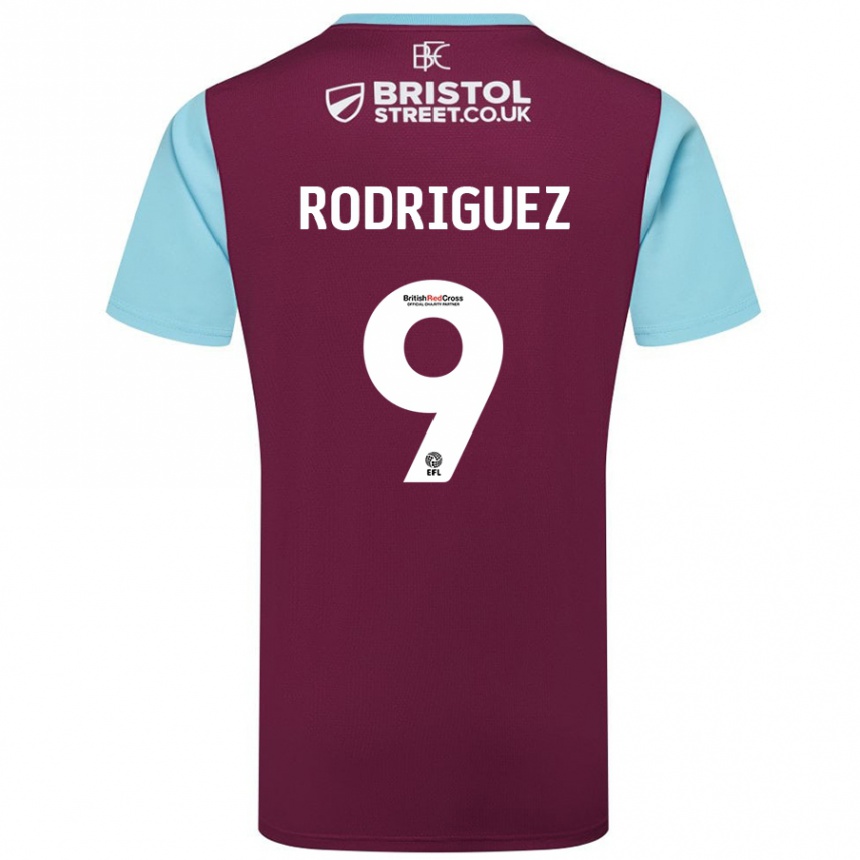 Hombre Fútbol Camiseta Jay Rodríguez #9 Borgoña Azul Cielo 1ª Equipación 2024/25 México