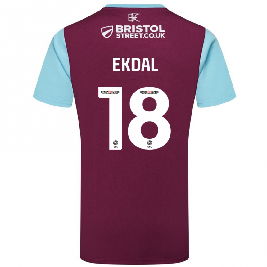 Hombre Fútbol Camiseta Hjalmar Ekdal #18 Borgoña Azul Cielo 1ª Equipación 2024/25 México