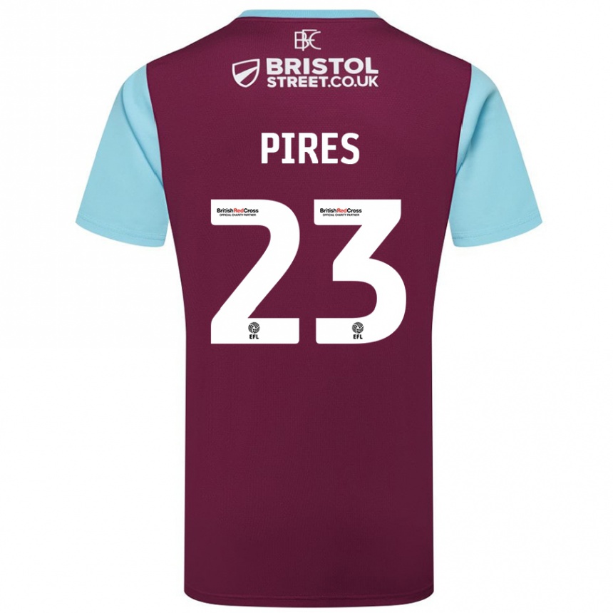 Hombre Fútbol Camiseta Lucas Pires #23 Borgoña Azul Cielo 1ª Equipación 2024/25 México