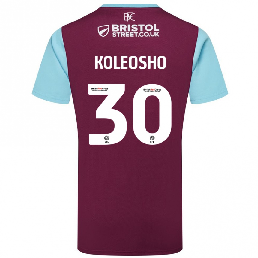 Hombre Fútbol Camiseta Luca Koleosho #30 Borgoña Azul Cielo 1ª Equipación 2024/25 México