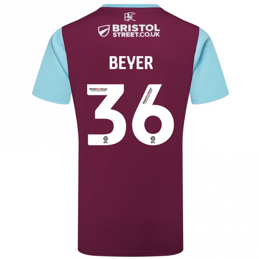 Hombre Fútbol Camiseta Jordan Beyer #36 Borgoña Azul Cielo 1ª Equipación 2024/25 México