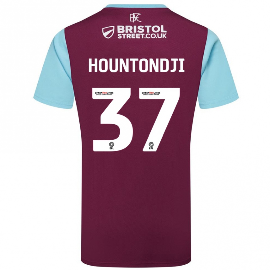 Hombre Fútbol Camiseta Andreas Hountondji #37 Borgoña Azul Cielo 1ª Equipación 2024/25 México