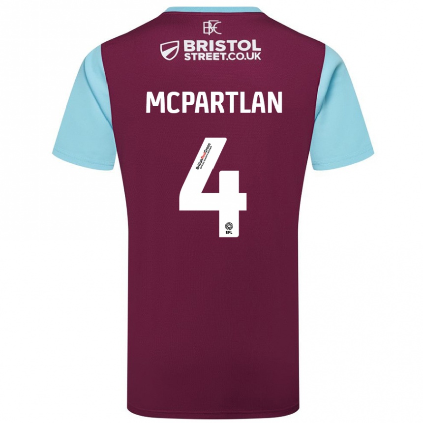 Hombre Fútbol Camiseta Brenna Mcpartlan #4 Borgoña Azul Cielo 1ª Equipación 2024/25 México