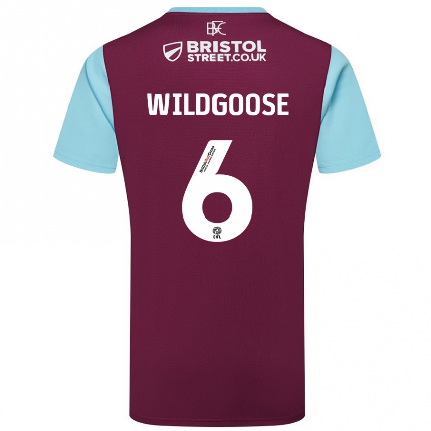 Hombre Fútbol Camiseta Mikayla Wildgoose #6 Borgoña Azul Cielo 1ª Equipación 2024/25 México