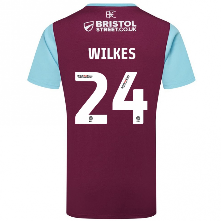 Hombre Fútbol Camiseta Tilly Wilkes #24 Borgoña Azul Cielo 1ª Equipación 2024/25 México